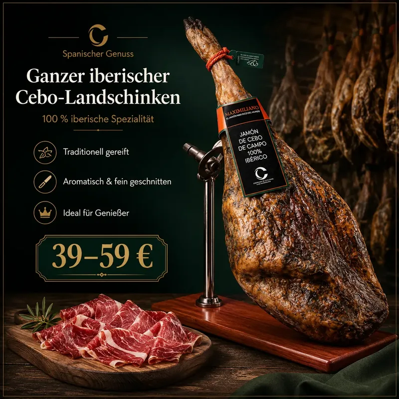 Ganzer iberischer Cebo-Landschinken – 1 ganzer Schinken