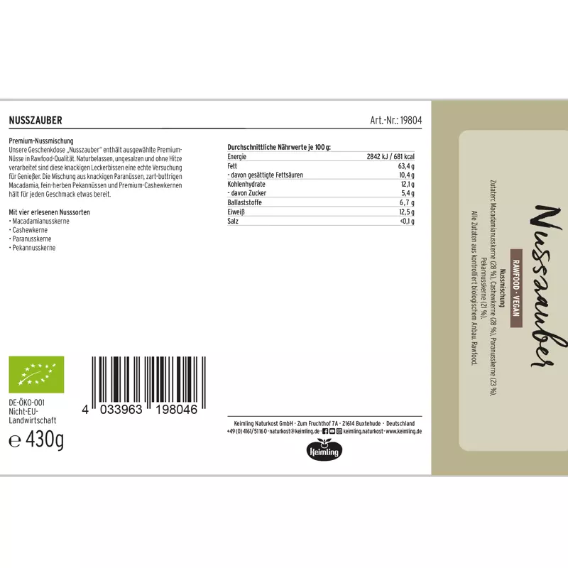 Geschenkdose Nusszauber bio – 430 g
